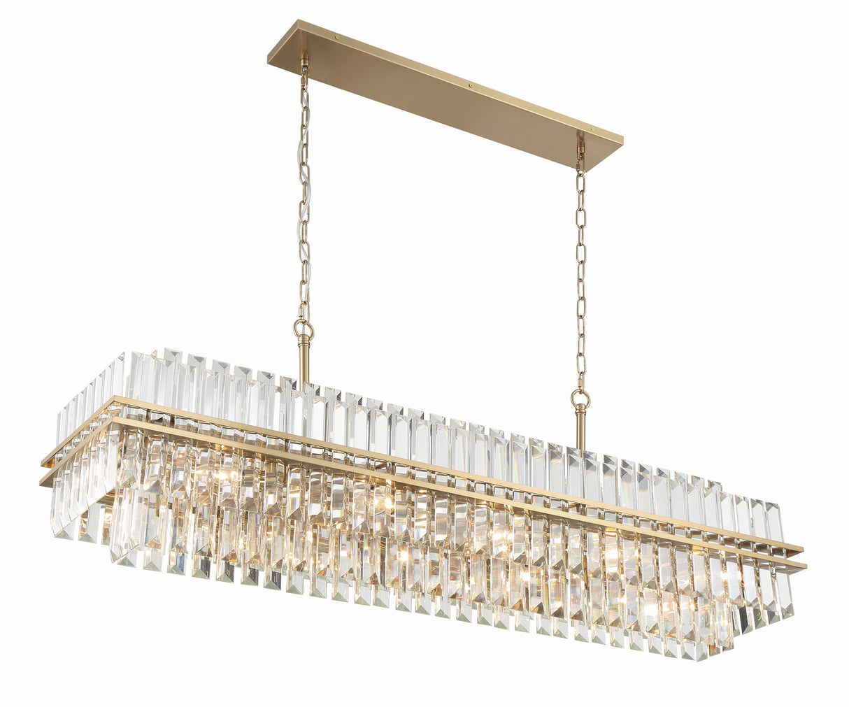 Crystorama Hayes 16 Light Aged Brass Linear Chandelier
