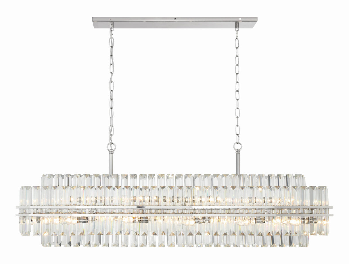 Crystorama Hayes 16 Light Polished Nickel Linear Chandelier