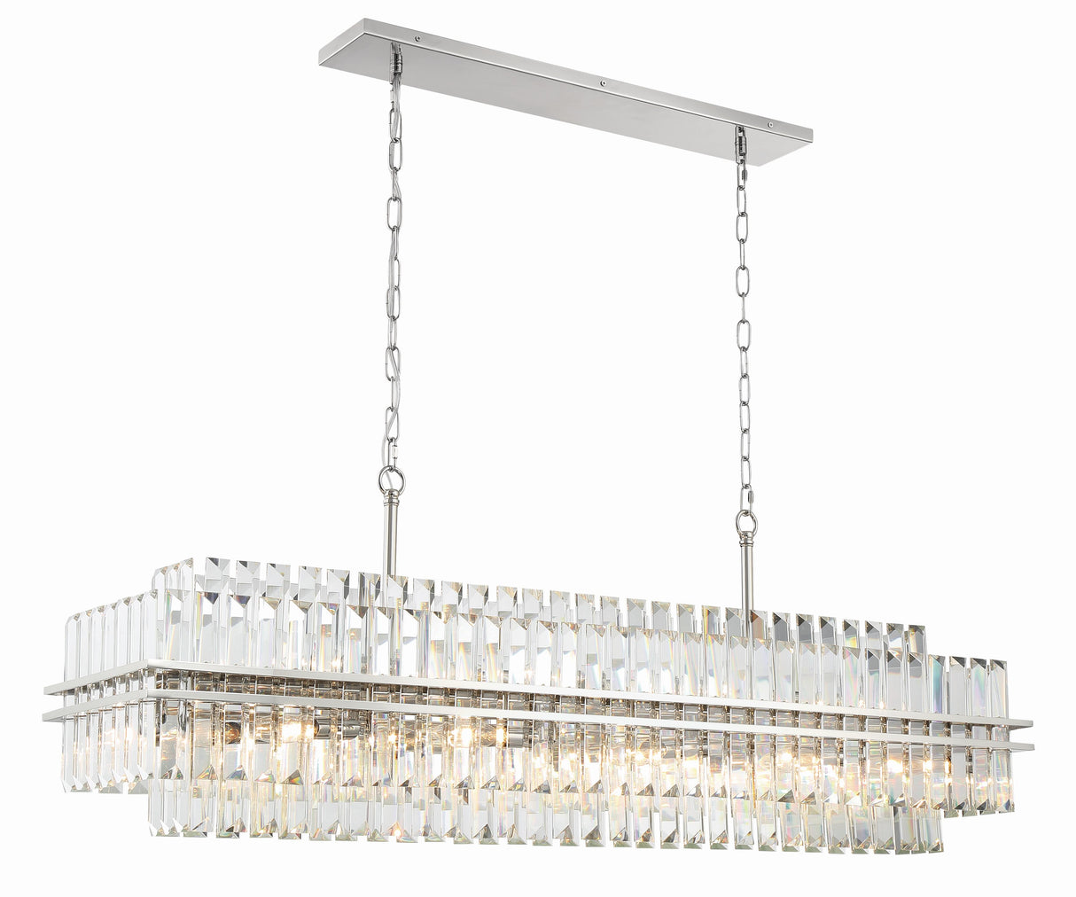 Crystorama Hayes 16 Light Polished Nickel Linear Chandelier