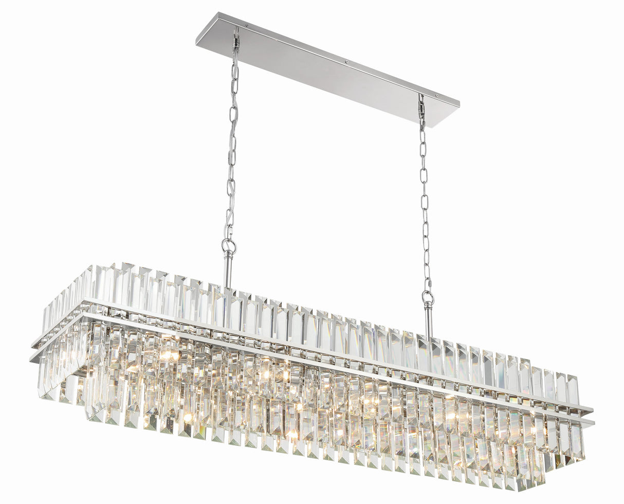Crystorama Hayes 16 Light Polished Nickel Linear Chandelier