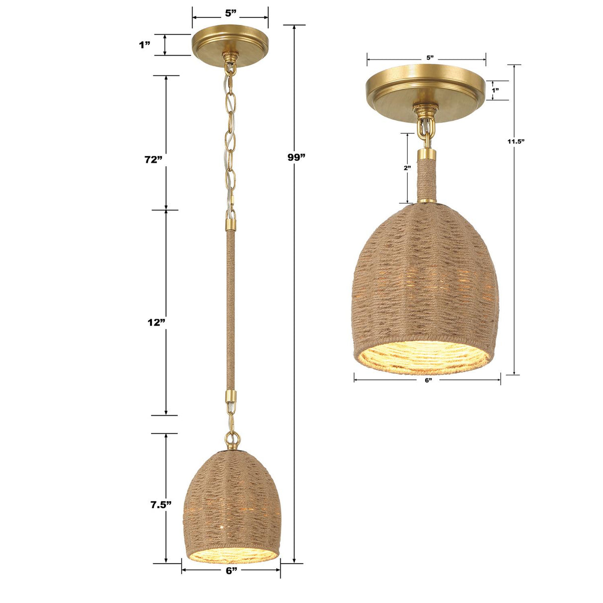 Crystorama Jace 1 Light LED Soft Gold Mini Pendant