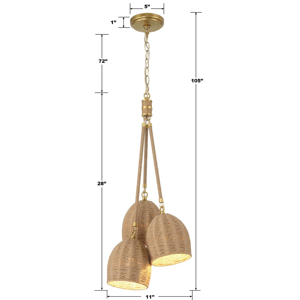 Crystorama Jace 3 Light LED Soft Gold Mini Pendant
