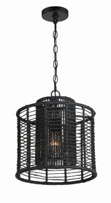 Crystorama Jayna 1 Light Matte Black Mini Pendant