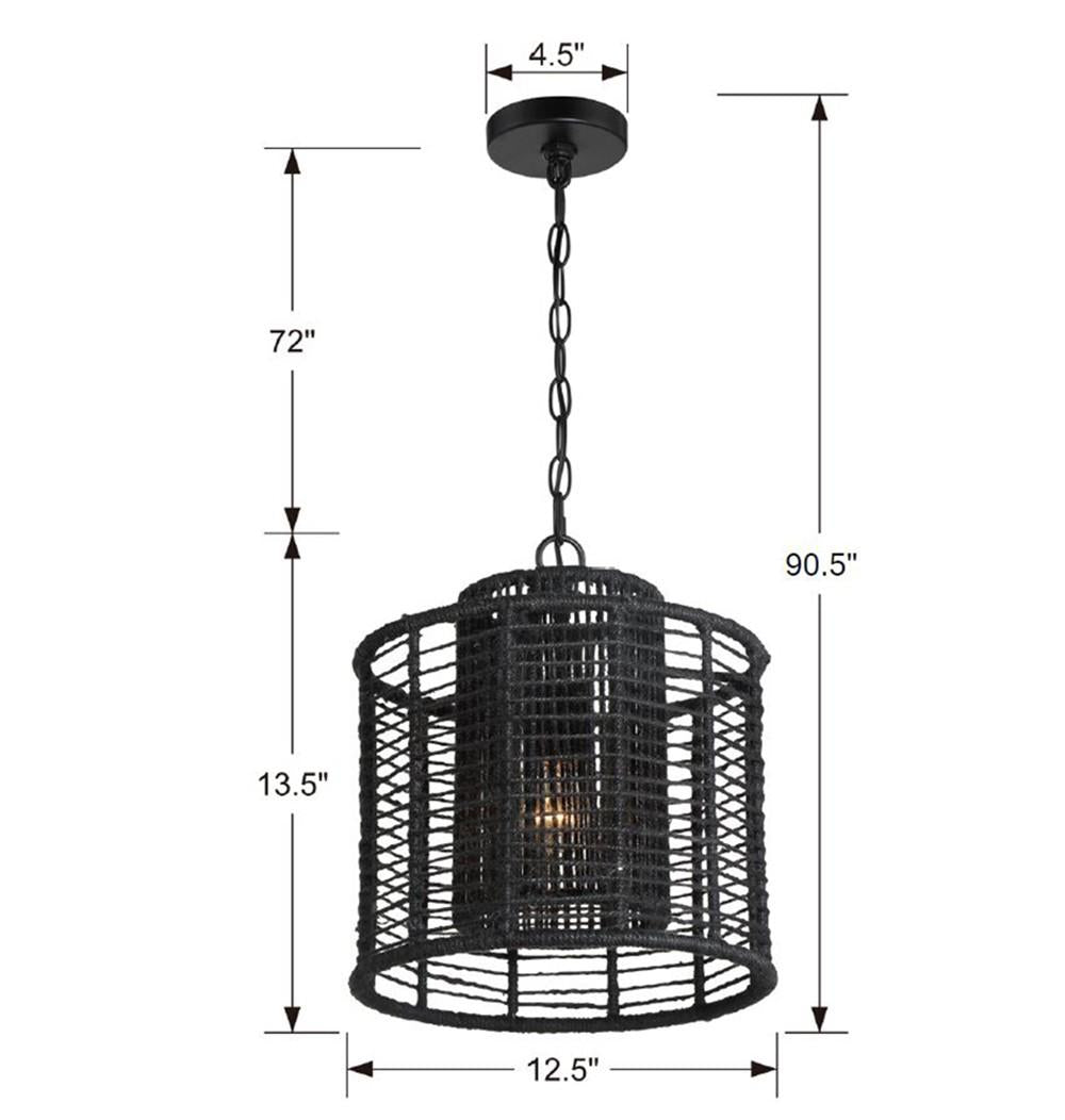 Crystorama Jayna 1 Light Matte Black Mini Pendant