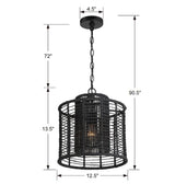 Crystorama Jayna 1 Light Matte Black Mini Pendant