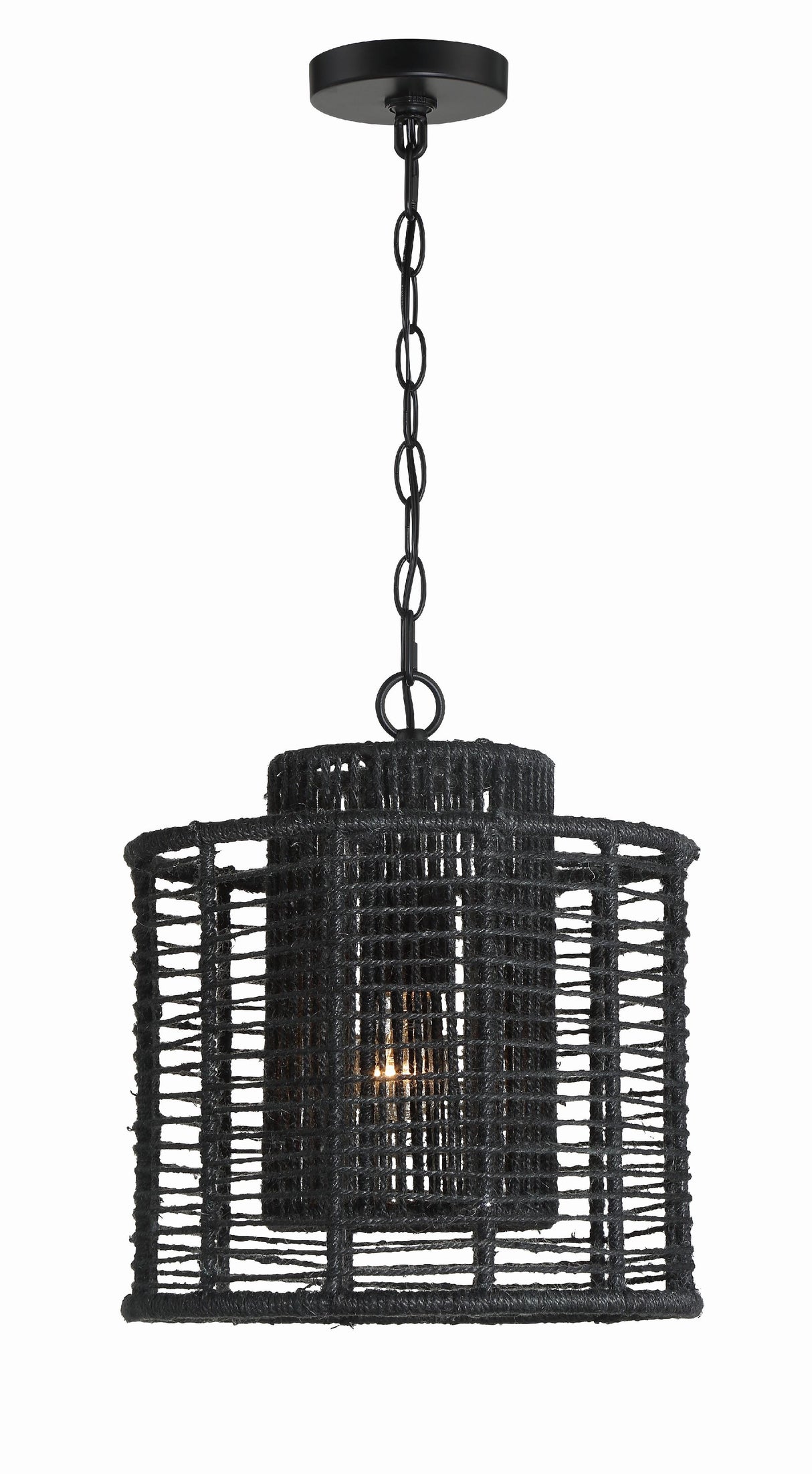 Crystorama Jayna 1 Light Matte Black Mini Pendant