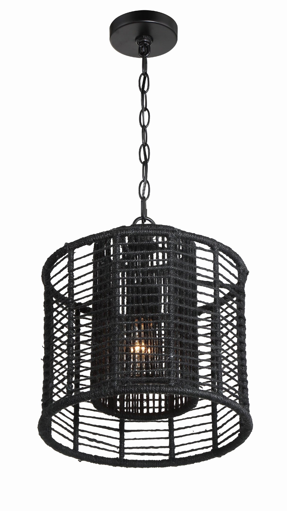 Crystorama Jayna 1 Light Matte Black Mini Pendant
