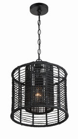 Crystorama Jayna 1 Light Matte Black Mini Pendant