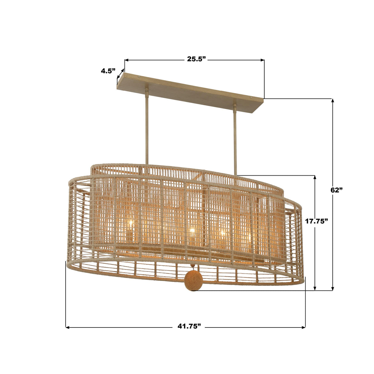 Crystorama Jayna 5 Light Burnished Silver Linear Oval Chandelier