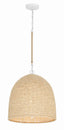 Crystorama Jasper 3 Light Matte White + Natural Wood Pendant