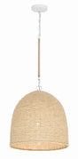 Crystorama Jasper 3 Light Matte White + Natural Wood Pendant