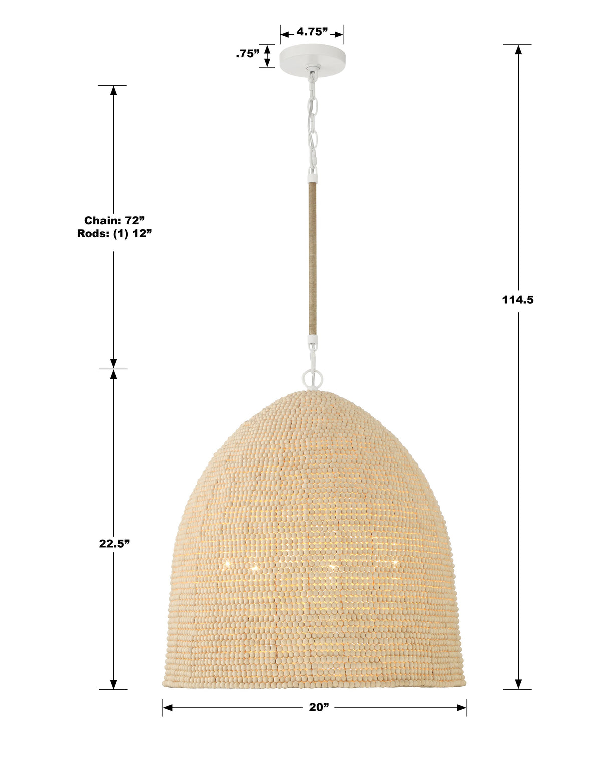 Crystorama Jasper 6 Light Matte White Pendant