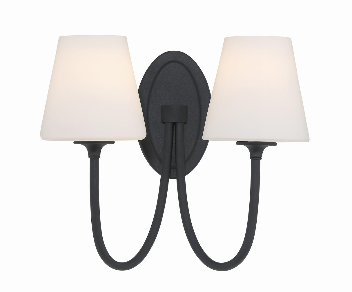 Crystorama Juno 2 Light Black Forged Sconce