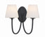 Crystorama Juno 2 Light Black Forged Sconce