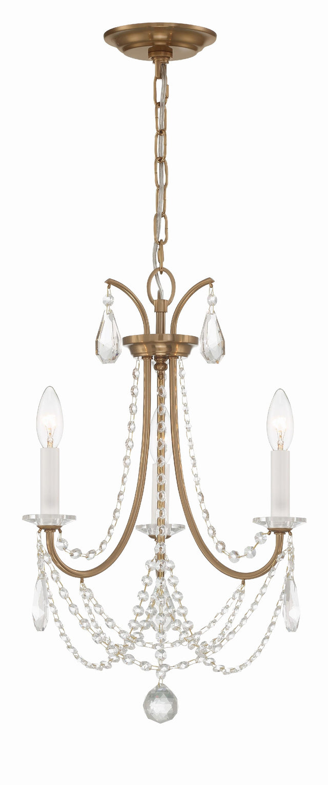 Crystorama Karrington 3 Light Aged Brass Mini Chandelier