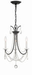 Crystorama Karrington 3 Light Matte Black Mini Chandelier