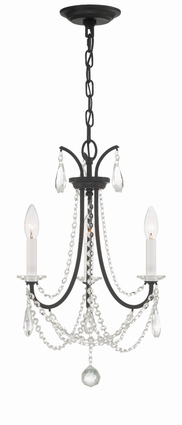 Crystorama Karrington 3 Light Matte Black Mini Chandelier