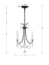 Crystorama Karrington 3 Light Matte Black Mini Chandelier