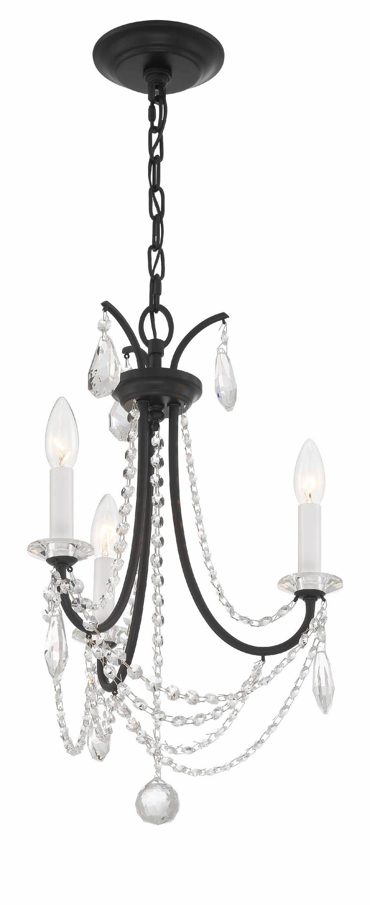 Crystorama Karrington 3 Light Matte Black Mini Chandelier