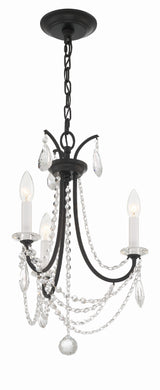 Crystorama Karrington 3 Light Matte Black Mini Chandelier