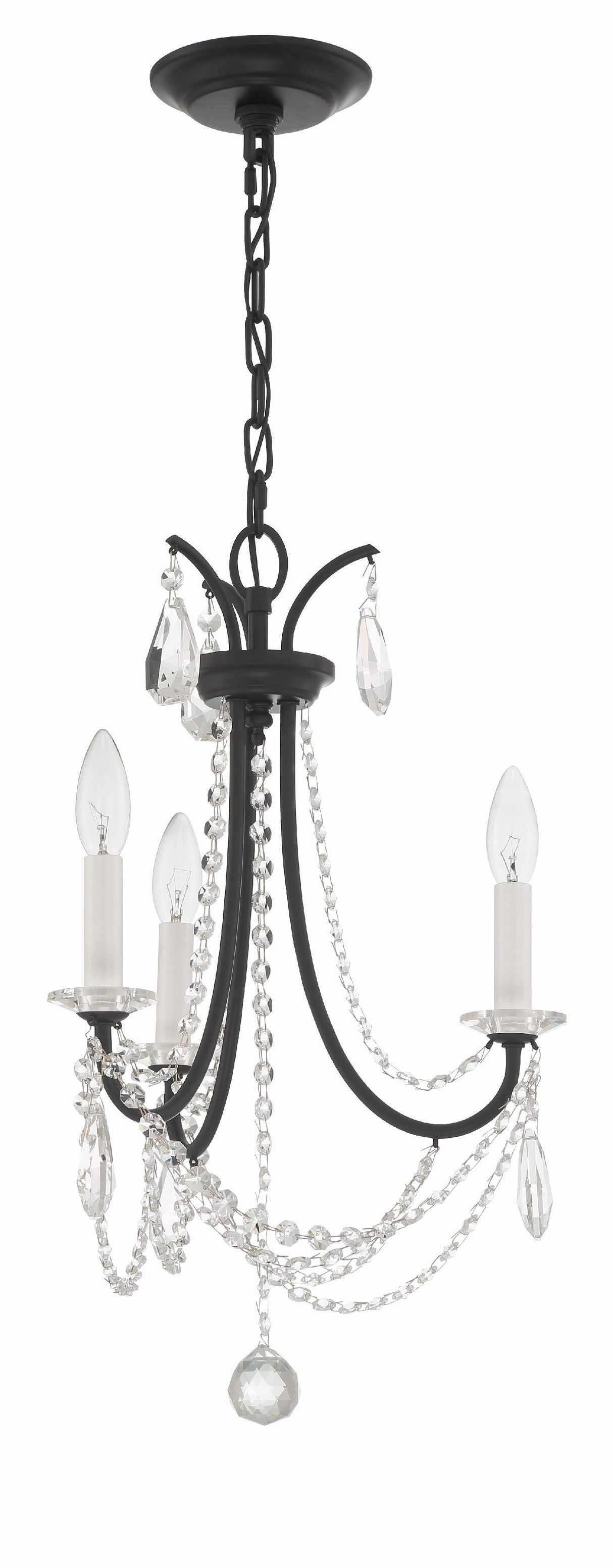 Crystorama Karrington 3 Light Matte Black Mini Chandelier