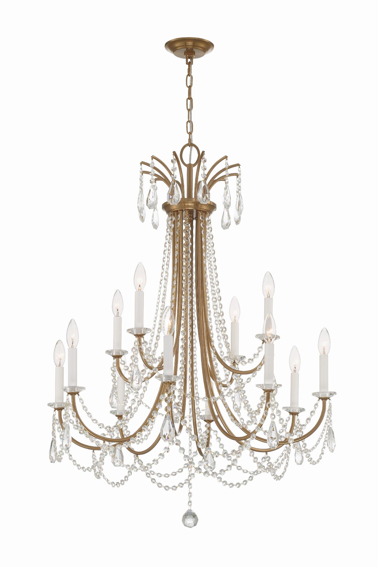Crystorama Karrington 12 Light Aged Brass Chandelier