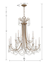 Crystorama Karrington 12 Light Aged Brass Chandelier