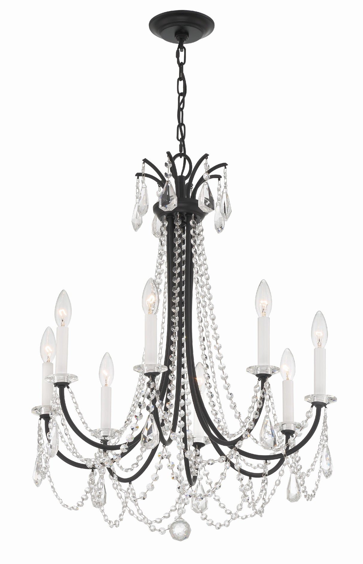 Crystorama Karrington 8 Light Matte Black Chandelier