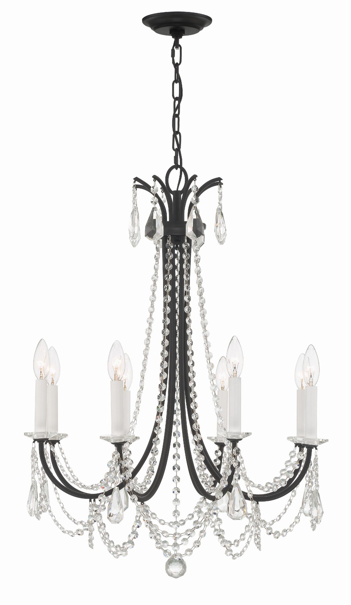 Crystorama Karrington 8 Light Matte Black Chandelier