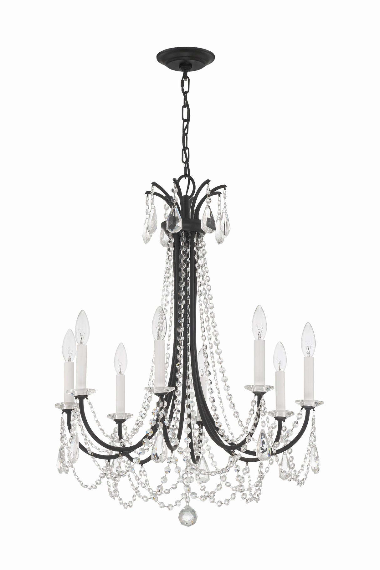 Crystorama Karrington 8 Light Matte Black Chandelier