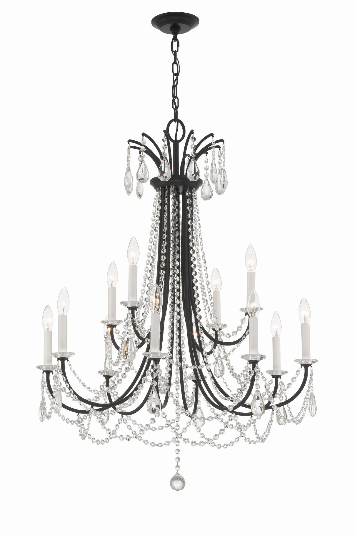 Crystorama Karrington 12 Light Matte Black Chandelier