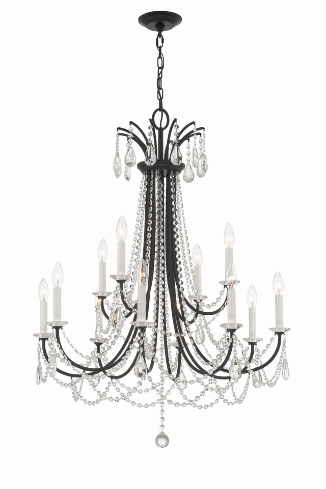 Crystorama Karrington 12 Light Matte Black Chandelier