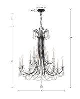 Crystorama Karrington 12 Light Matte Black Chandelier