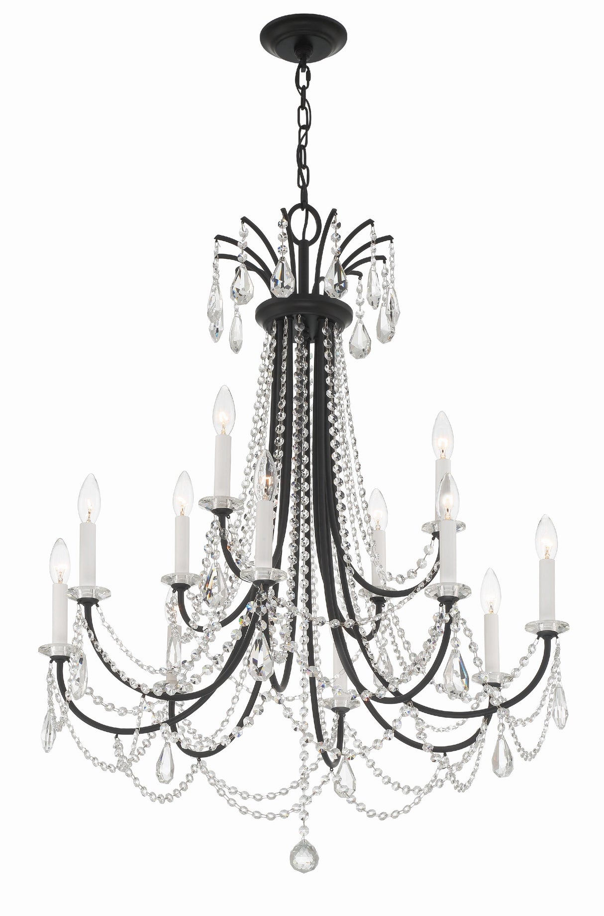 Crystorama Karrington 12 Light Matte Black Chandelier