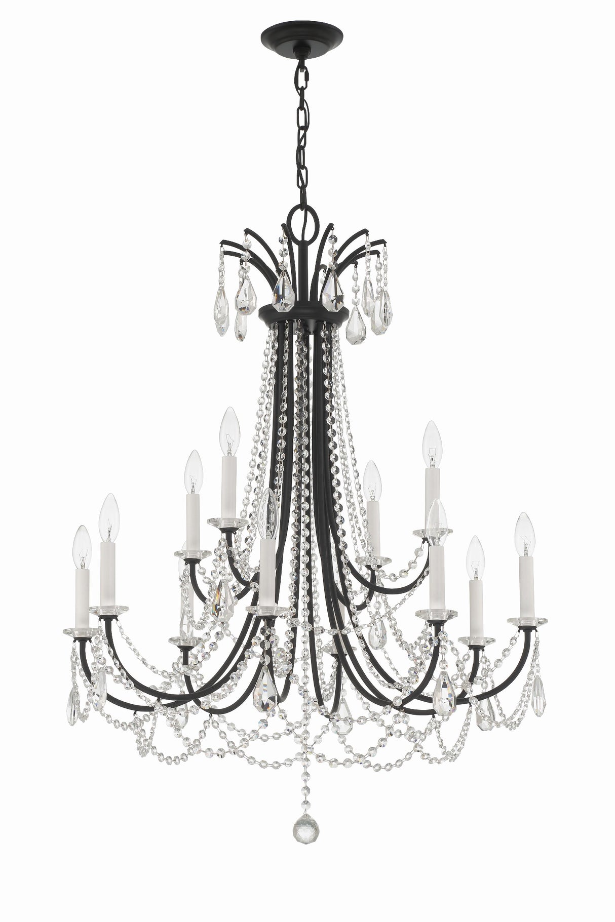 Crystorama Karrington 12 Light Matte Black Chandelier