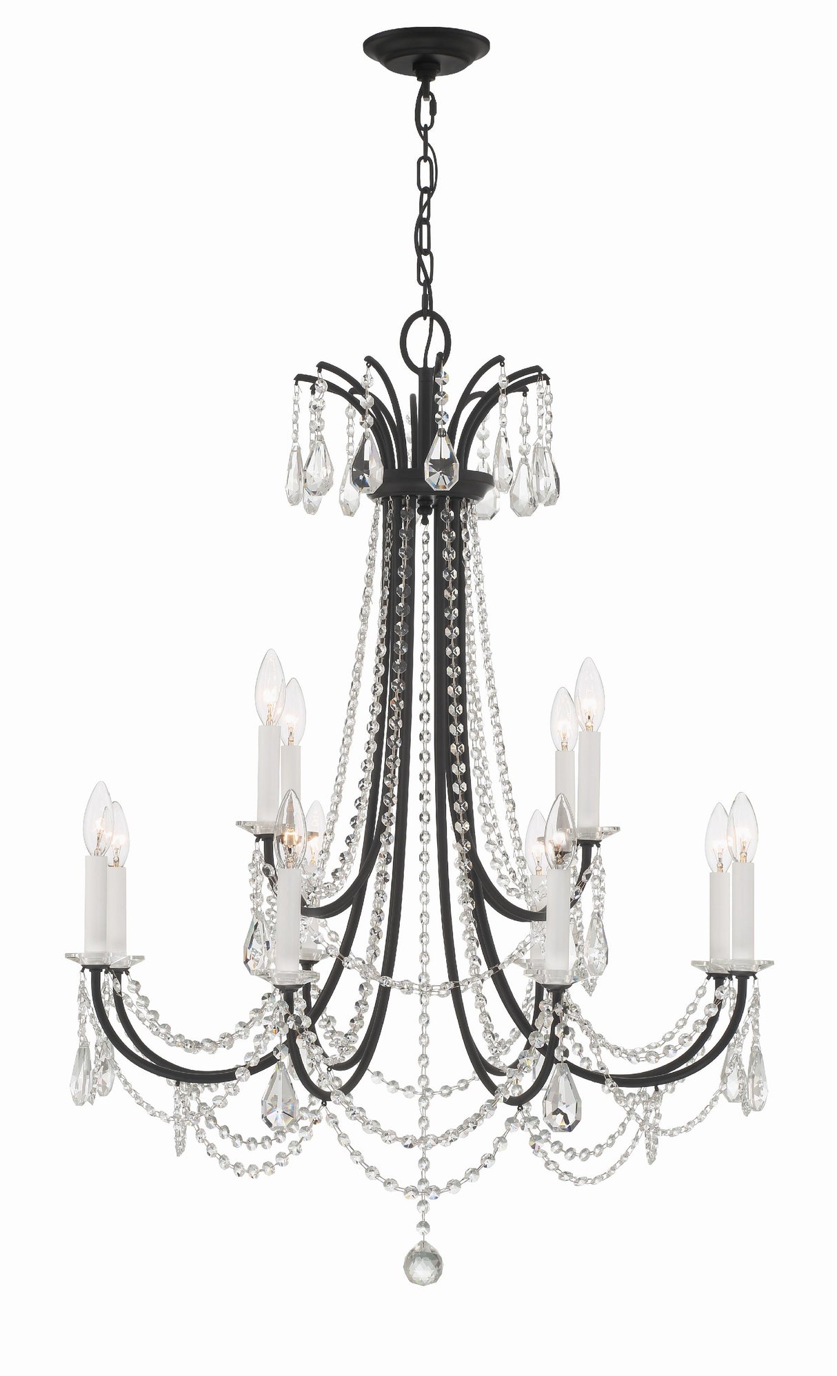 Crystorama Karrington 12 Light Matte Black Chandelier