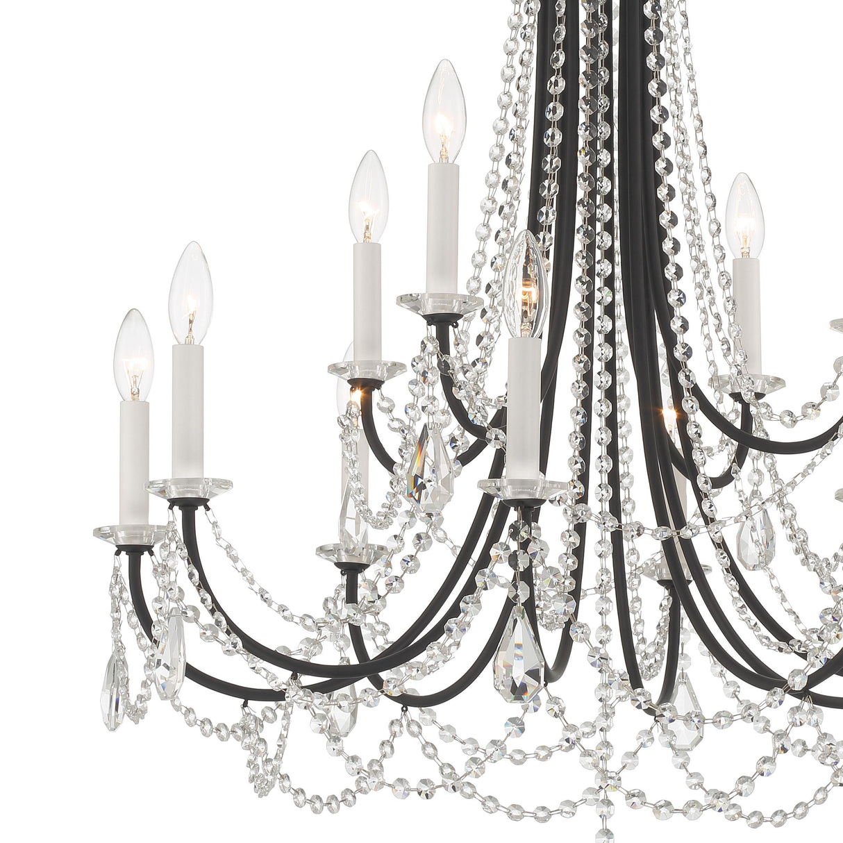 Crystorama Karrington 12 Light Matte Black Chandelier