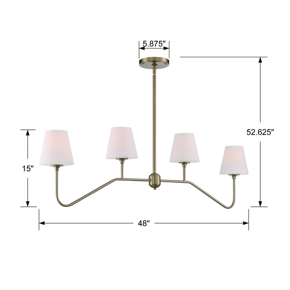 Crystorama Keenan 4 Light Vibrant Gold Linear Chandelier