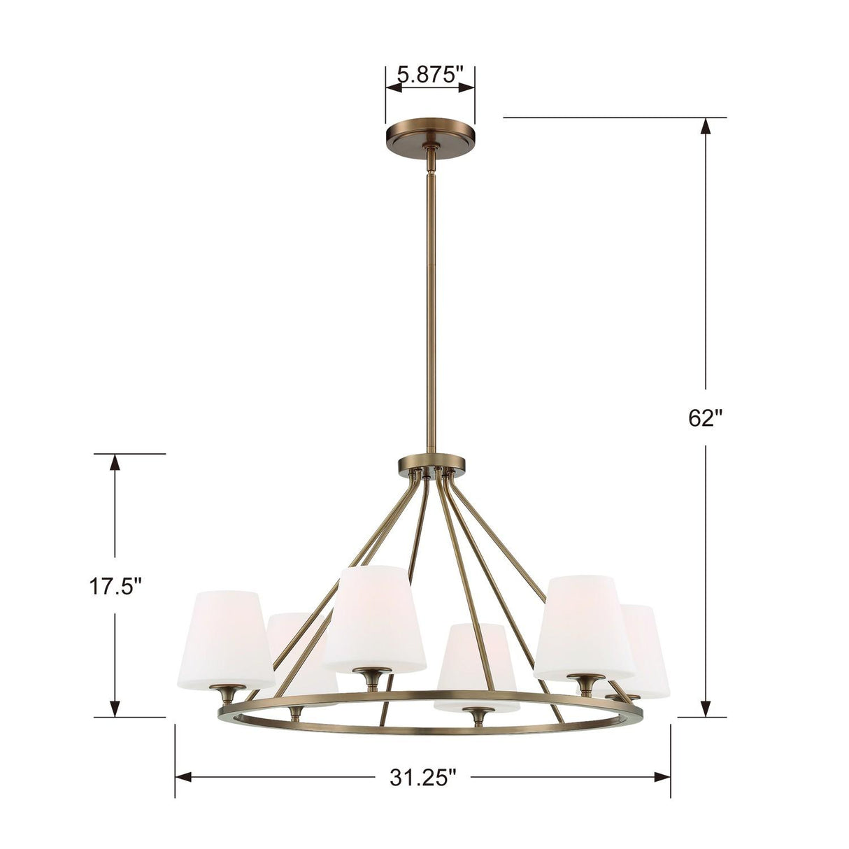Crystorama Keenan 6 Light Vibrant Gold Chandelier