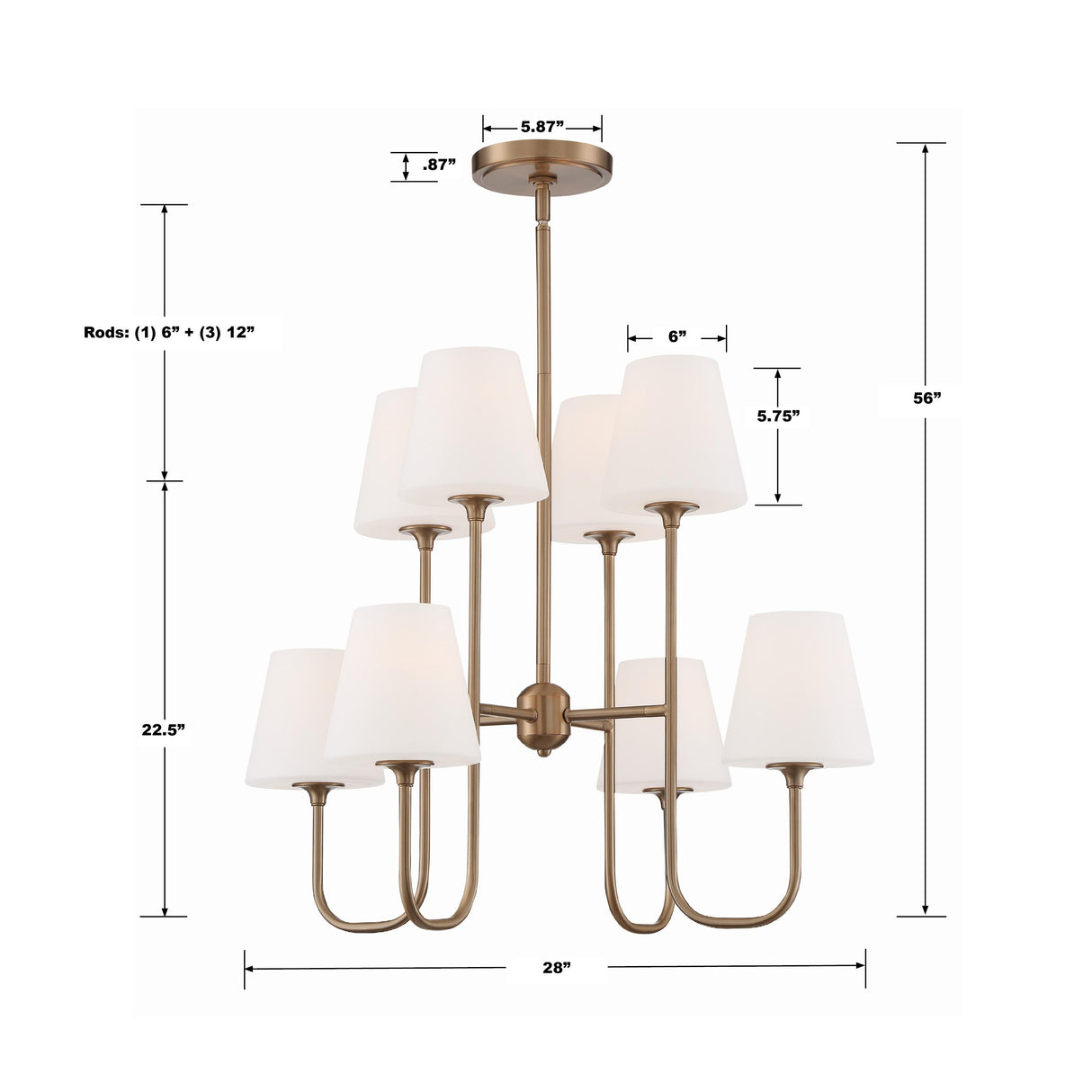 Crystorama Keenan 8 Light Vibrant Gold Chandelier