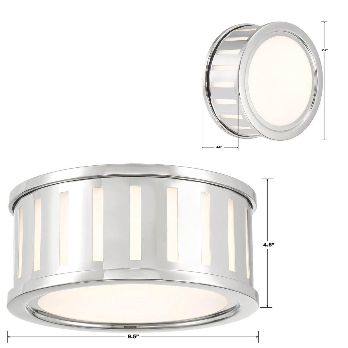 Crystorama Kendal 2 Light Polished Nickel Flush Mount