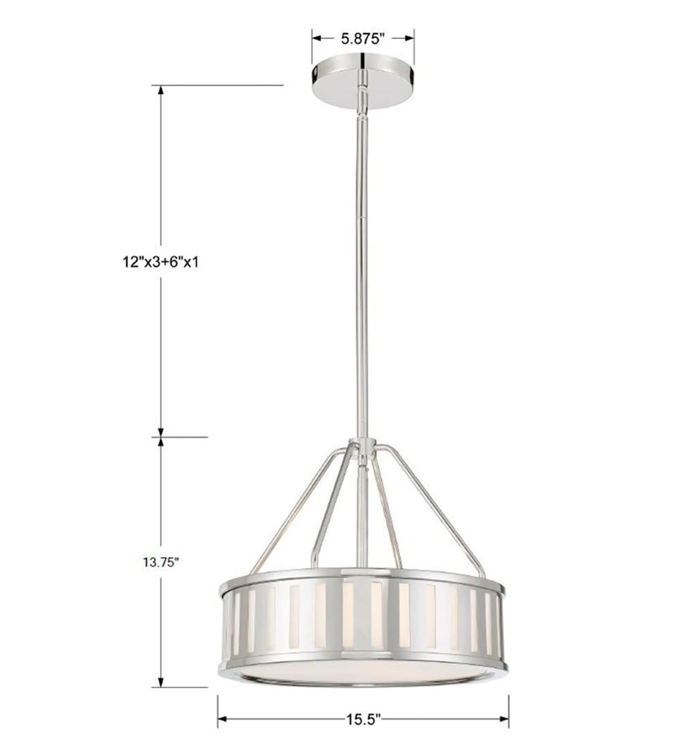 Crystorama Kendal 3 Light Polished Nickel Mini Chandelier