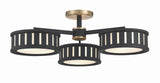 Crystorama Kendal 6 Light Vibrant Gold + Black Forged Semi Flush Mount