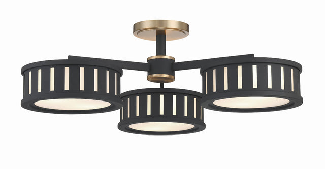 Crystorama Kendal 6 Light Vibrant Gold + Black Forged Semi Flush Mount