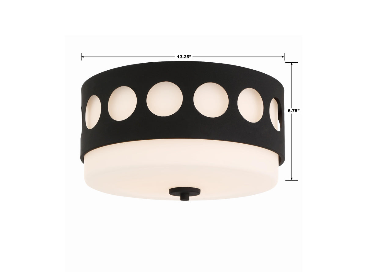 Crystorama Kirby 2 Light Black Forged Flush Mount