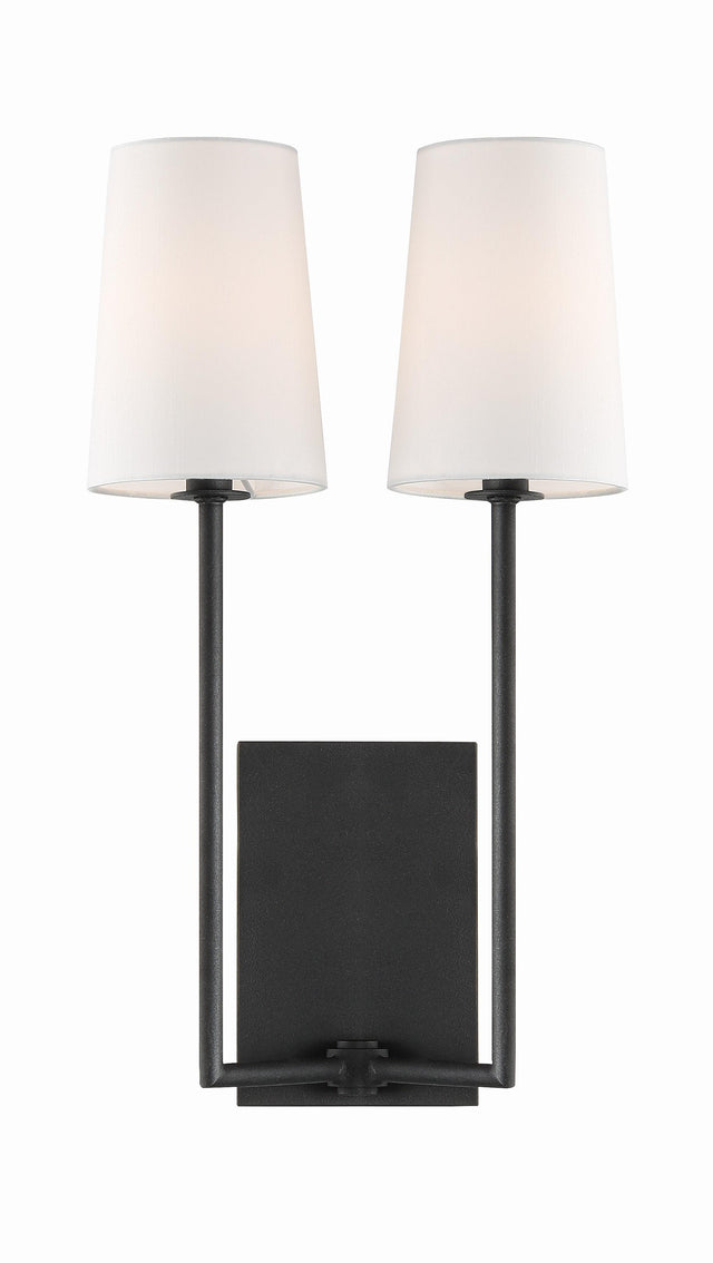 Crystorama Lena 2 Light Black Forged Sconce