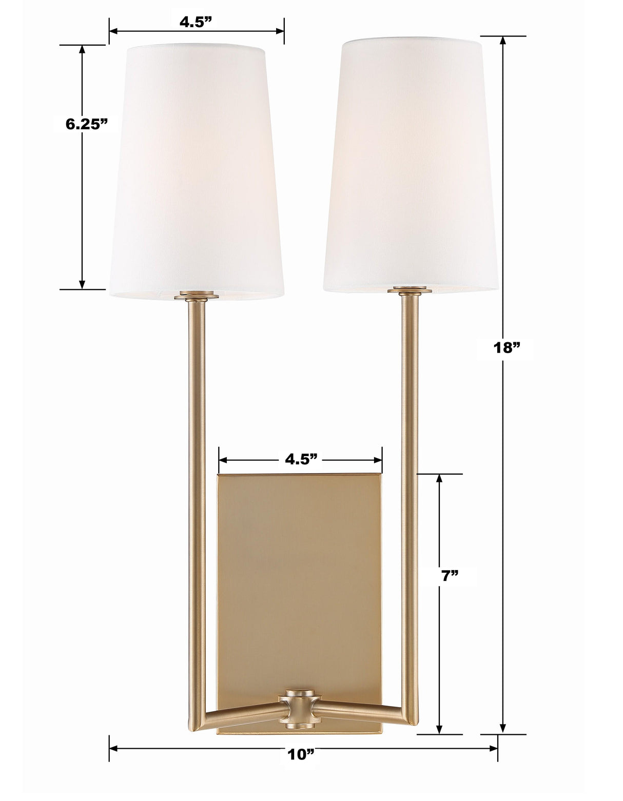 Crystorama Lena 2 Light Vibrant Gold Sconce