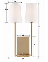 Crystorama Lena 2 Light Vibrant Gold Sconce