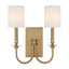 Crystorama Lloyd 2 Light Aged Brass Sconce
