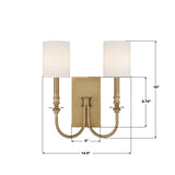 Crystorama Lloyd 2 Light Aged Brass Sconce